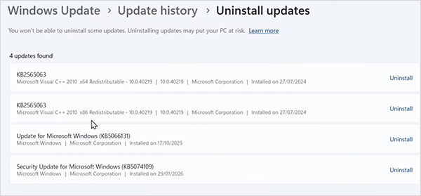 Choose the update