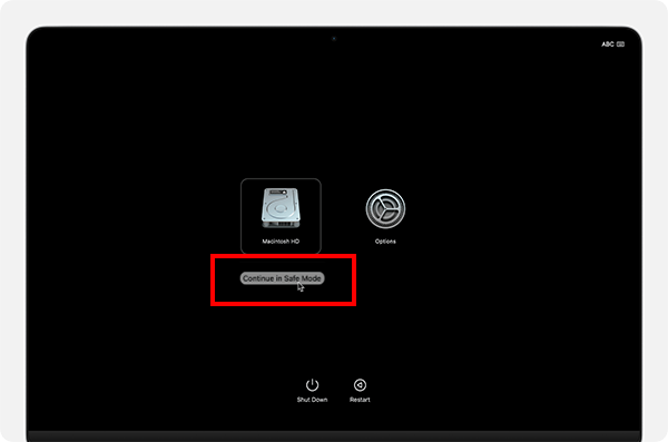 Click on Continue in Safe Mode