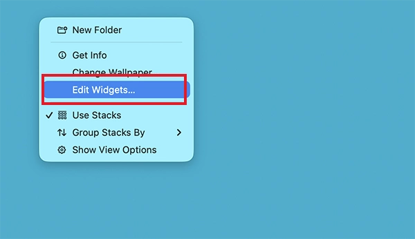 Click on Edit Widgets