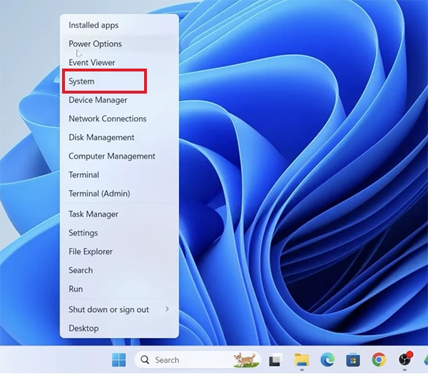 Click on System