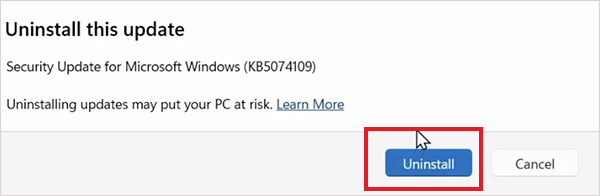 Click on Uninstall