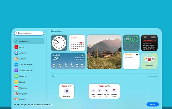 Click the widget to add it
