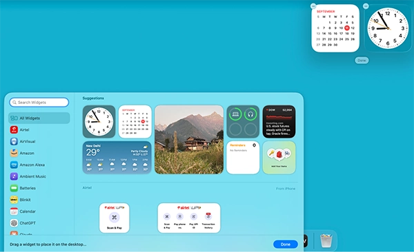 Click the widget to add it