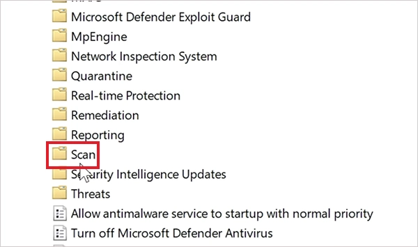 Computer Configuration > Administrative Templates > Windows Components > Microsoft Defender Antivirus > Scan
