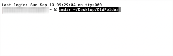 Delete an empty folder in Terminal