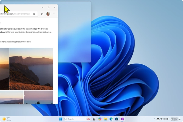Drag the window toward the left or right edge