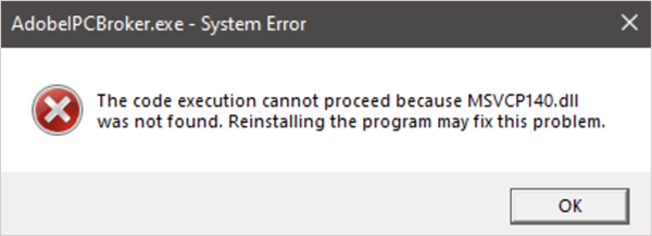 MSVCP140.dll was not found error