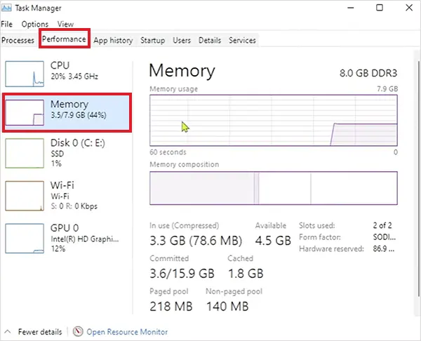 Performance > Memory