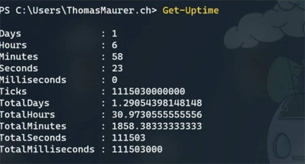 Run Get Uptime in PowerShell