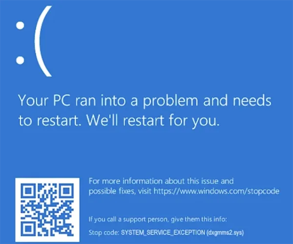 Stop code: SYSTEM_SERVICE_EXCEPTION