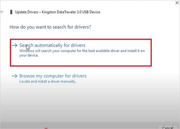 Search automatically for drivers
