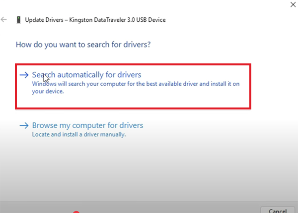Search automatically for drivers