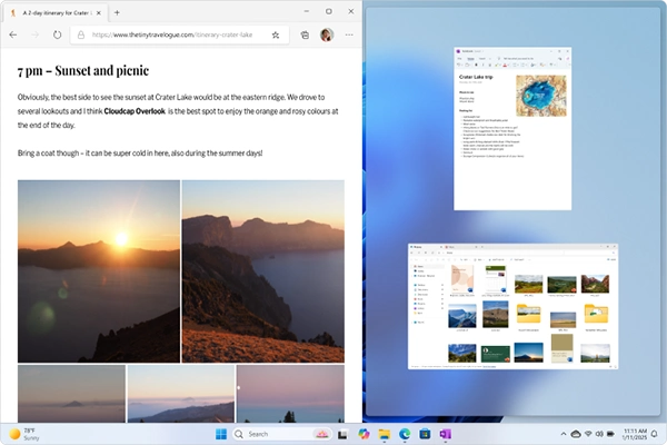 Select another open window from Snap Assist