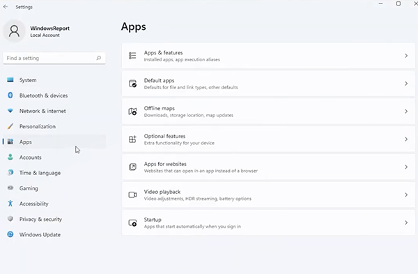 Settings > Apps > Installed apps