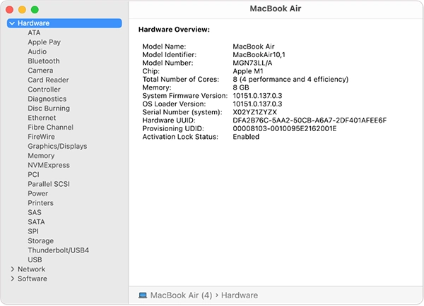 System Settings > General > About > System Report