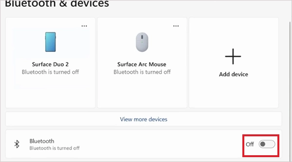 Turn Bluetooth Off and On