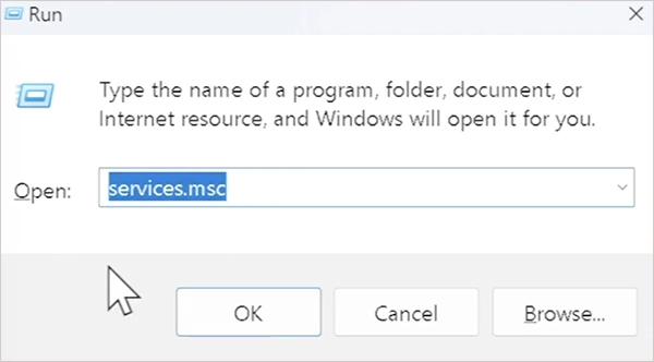 Type services.msc