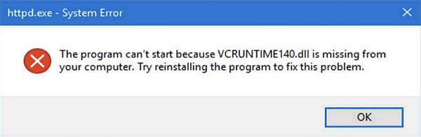 VCRUNTIME140.dll is missing error