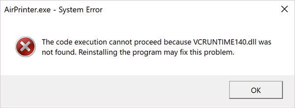 VCRUNTIME140.dll was not found error