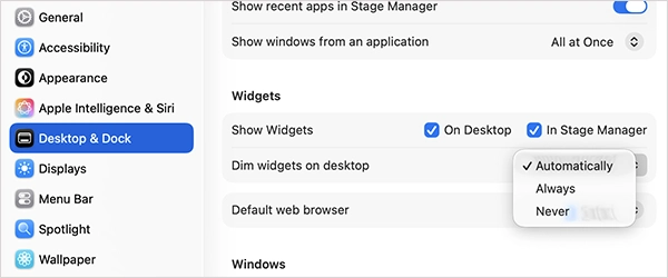 Widget settings