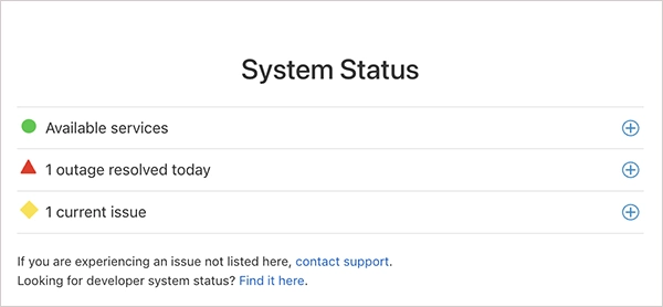 Apple’s System Status page