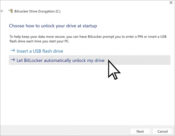 Choose the available unlock method