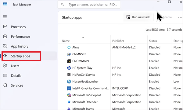 Click on Startup Apps
