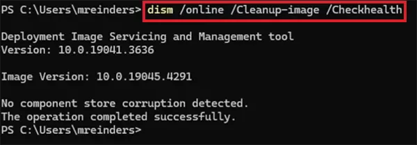 DISM CheckHealth Command
