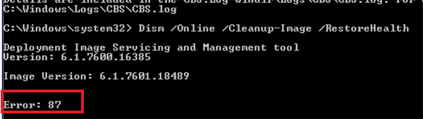 DISM Error 87
