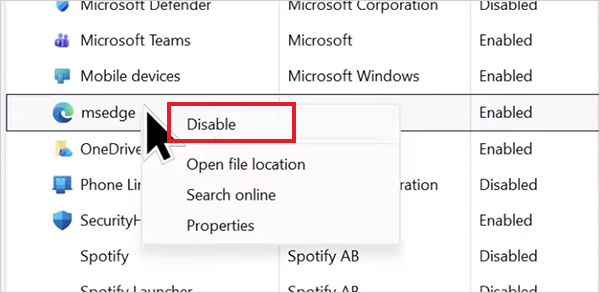 Disable MS Edge