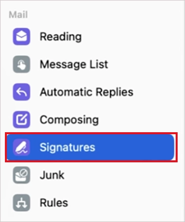 Mail > Signatures