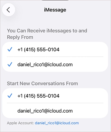 Make sure your phone number is selected