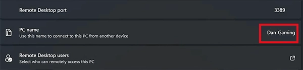 Note the PC name