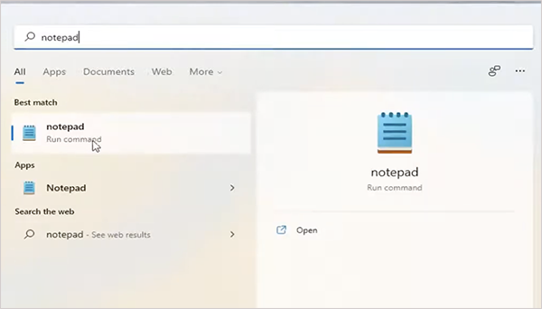 Open Notepad