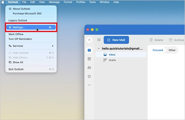 Outlook > Settings