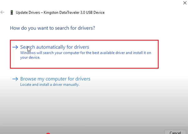 Search automatically for drivers