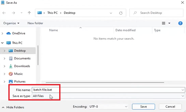 Select All Files as the file type