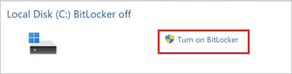Select the drive Turn on BitLocker