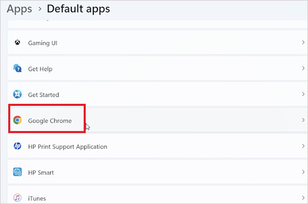 Select your preferred browser app