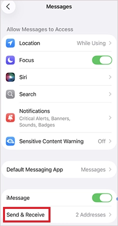 Tap on Send & Receive