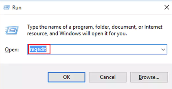 Type regedit and hit Enter