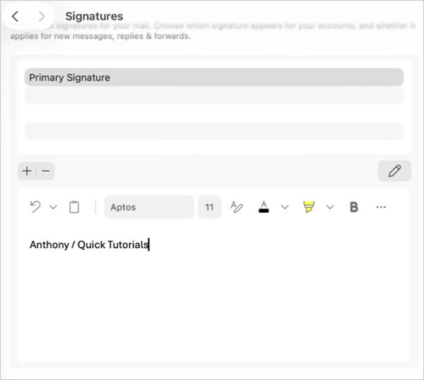 Update the signature