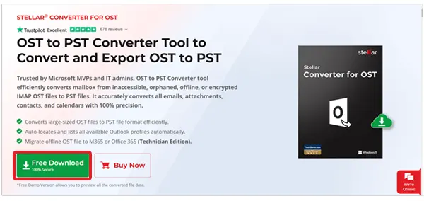 Click on Free Download to download & install Stellar Converter for OST