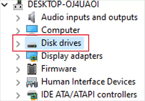 Expand the Disk Drive menu