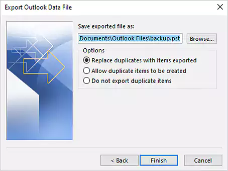 Outlook PST Export Panel