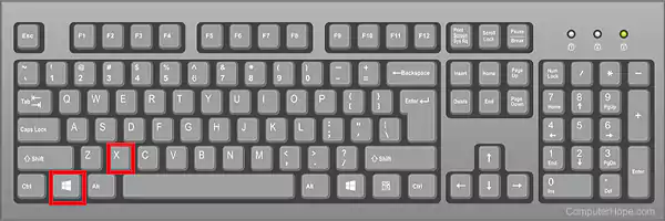 Press Windows plus X using the keyboard keys