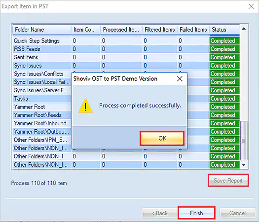 Select OK, and then Save Report. At last, hit Finish.