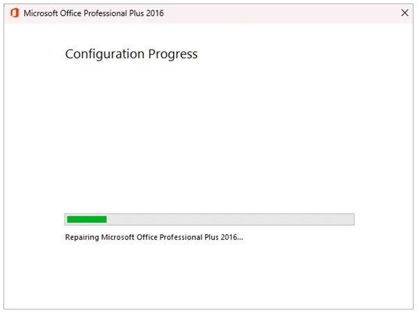 The configuration process bar.