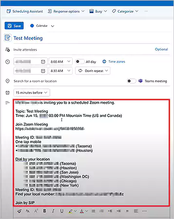 Copy-paste the Zoom Meeting Invitation, that’s already on the clipboard