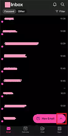 Open the mobile application, and tap on the Upward Icon, next to the New Email